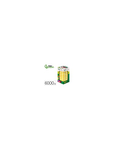 Gomets liderpapel autoadhesivo circulos 10,5 mm amarillo rollo de 6000 unidades en caja de carton