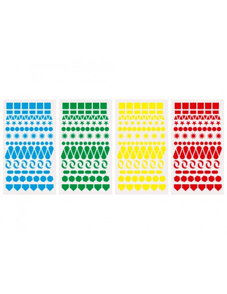Gomets liderpapel figuras surtidas bolsa de 20 hojas circulos triangulos estrellas cuadrados colores surtidos