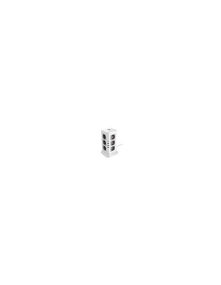 Regleta q-connect enchufe multiple 16 en 1 cable 2 mt 12 tomas de corriente+3 usb+1 usb tipo c 120x120x210mm