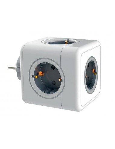 Regleta q-connect de cubo enchufe multiple power cube 5 en 1 cable de 1,4 mt 5 tomas de corriente 75x75x112mm