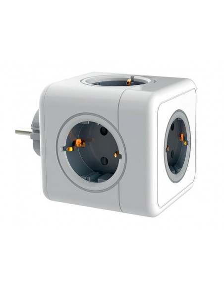 Regleta q-connect de cubo enchufe multiple power cube 5 en 1 cable de 1,4 mt 5 tomas de corriente 75x75x112mm
