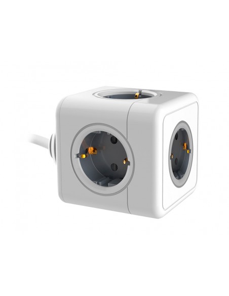 Regleta q-connect de cubo enchufe multiple power cube 5 en 1 cable de 1,4 mt 5 tomas de corriente 75x75x112mm