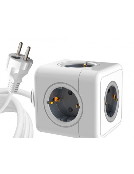Regleta q-connect de cubo enchufe multiple power cube 5 en 1 cable de 1,4 mt 5 tomas de corriente 75x75x112mm