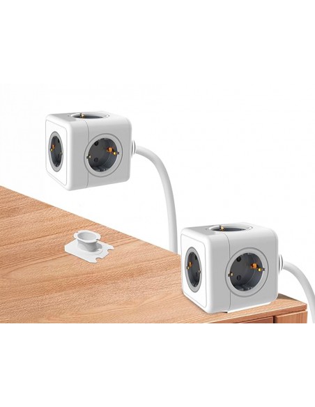 Regleta q-connect de cubo enchufe multiple power cube 5 en 1 cable de 1,4 mt 5 tomas de corriente 75x75x112mm