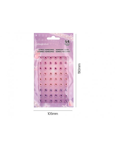 Pegatinas imaginovo gemas rosas y moradas brillantes con relieve para todas superficies 190x105 mm en