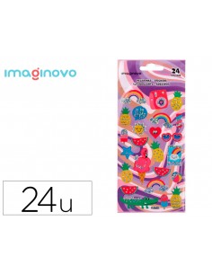 Pegatinas imaginovo diseños surtidos verano con brillo 214x100 mm en blister