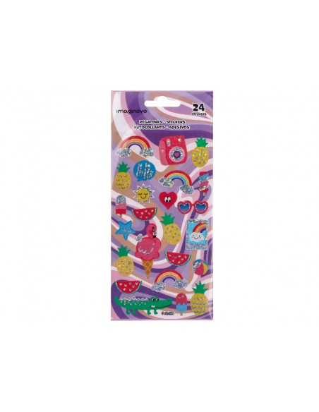 Pegatinas imaginovo diseños surtidos verano con brillo 214x100 mm en blister