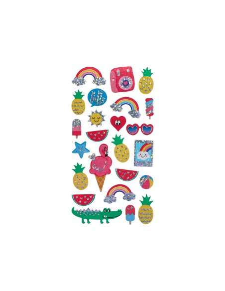 Pegatinas imaginovo diseños surtidos verano con brillo 214x100 mm en blister