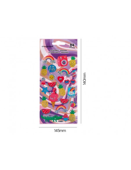 Pegatinas imaginovo diseños surtidos verano con brillo 214x100 mm en blister