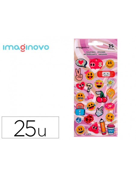 Pegatinas imaginovo diseños surtidos smiley con brillo 214x100 mm en blister