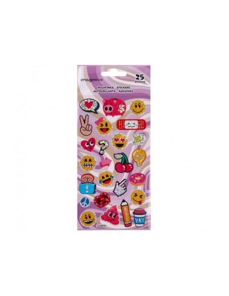 Pegatinas imaginovo diseños surtidos smiley con brillo 214x100 mm en blister