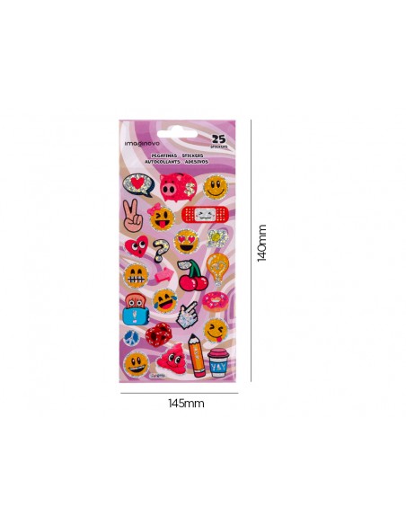Pegatinas imaginovo diseños surtidos smiley con brillo 214x100 mm en blister