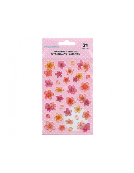 Pegatinas imaginovo flores rosas de papel 190x104 mm en blister