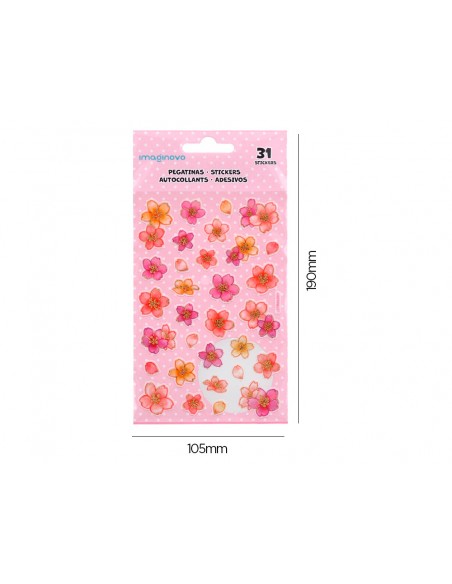 Pegatinas imaginovo flores rosas de papel 190x104 mm en blister