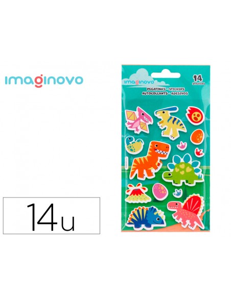 Pegatinas imaginovo luminosas dinosaurios con relieve 190x105 mm en blister