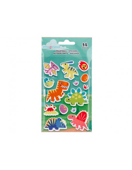 Pegatinas imaginovo luminosas dinosaurios con relieve 190x105 mm en blister