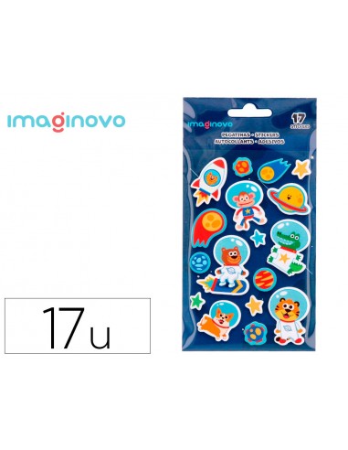 Pegatinas imaginovo luminosas astronautas con relieve 250x145 mm en blister