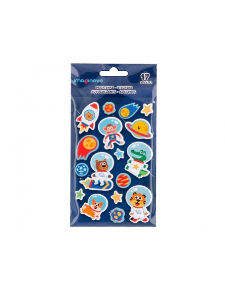 Pegatinas imaginovo luminosas astronautas con relieve 250x145 mm en blister