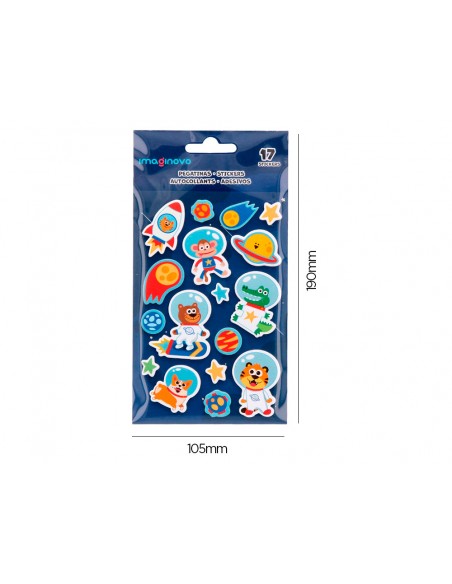 Pegatinas imaginovo luminosas astronautas con relieve 250x145 mm en blister