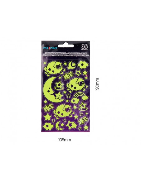 Pegatinas imaginovo luminosas luna con relieve 250x145 mm en blister