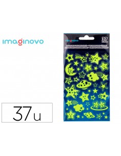 Pegatinas imaginovo luminosas estrellas con relieve 190x105 mm en blister