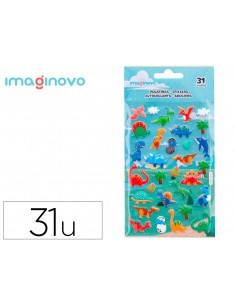 Pegatinas imaginovo kids dinosaurios goma eva 190x105 mm en blister