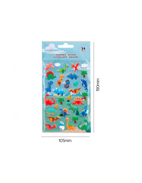 Pegatinas imaginovo kids dinosaurios goma eva 190x105 mm en blister