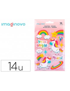 Pegatinas imaginovo unicornios magic dreams con relieve 210x130 mm en blister