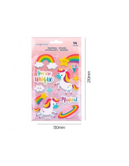 Pegatinas imaginovo unicornios magic dreams con relieve 210x130 mm en blister