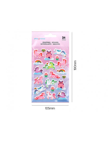 Pegatinas imaginovo unicornios magic dreams con relieve 190x105 mm en blister