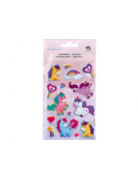 Pegatinas imaginovo unicornios magic dreams con brillo 190x105 mm en blister