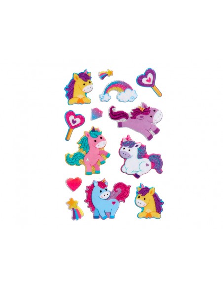Pegatinas imaginovo unicornios magic dreams con brillo 190x105 mm en blister