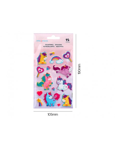 Pegatinas imaginovo unicornios magic dreams con brillo 190x105 mm en blister