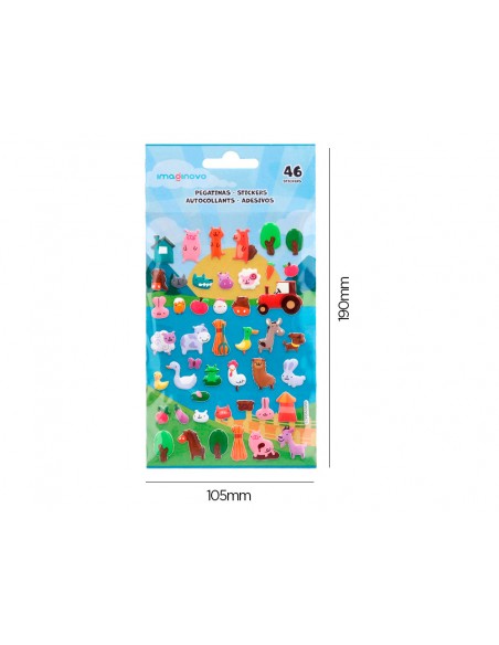 Pegatinas imaginovo cute animales granja con relieve 190x105 mm en blister