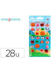 Pegatinas imaginovo cute animales salvajes caras con relieve 190x105 mm en blister