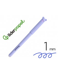 Boligrafo fantasia liderpapel animal town oso tinta azul borrable punta 1 mm