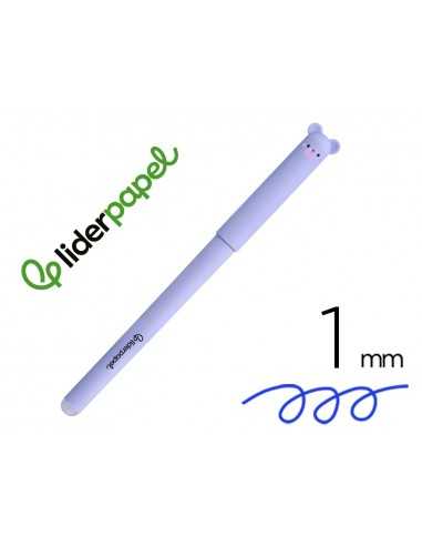 Boligrafo fantasia liderpapel animal town oso tinta azul borrable punta 1 mm