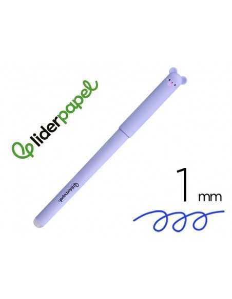 Boligrafo fantasia liderpapel animal town oso tinta azul borrable punta 1 mm
