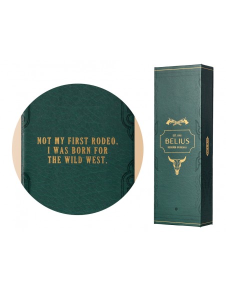Roller belius wild west aluminio color verde dorado tinta color negro caja de diseño