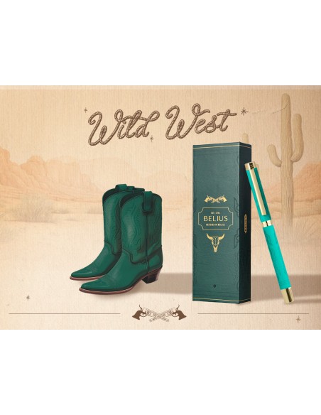 Roller belius wild west aluminio color verde dorado tinta color negro caja de diseño