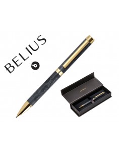 Boligrafo belius wild west aluminio color negro dorado tinta color azul caja de diseño