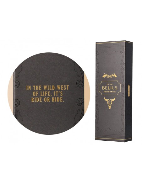 Roller belius wild west aluminio color negro dorado tinta color negro caja de diseño