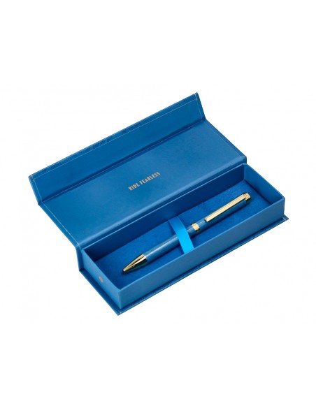 Boligrafo belius wild west aluminio color azul marino dorado tinta color azul caja de diseño