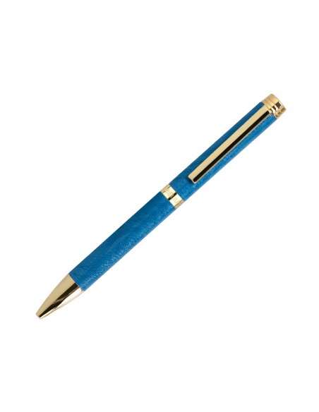 Boligrafo belius wild west aluminio color azul marino dorado tinta color azul caja de diseño