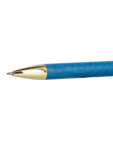 Boligrafo belius wild west aluminio color azul marino dorado tinta color azul caja de diseño