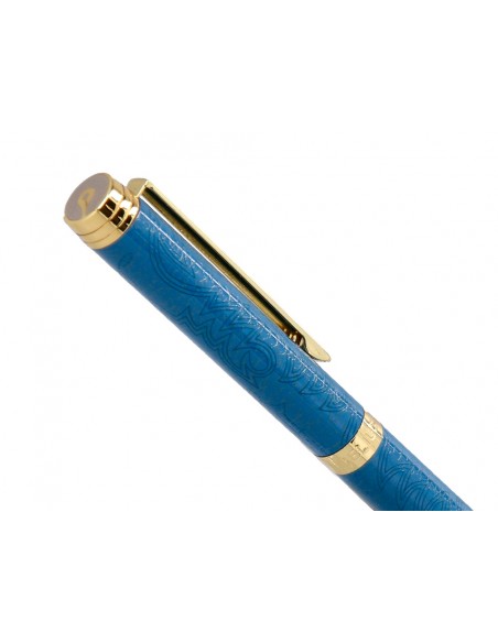Boligrafo belius wild west aluminio color azul marino dorado tinta color azul caja de diseño