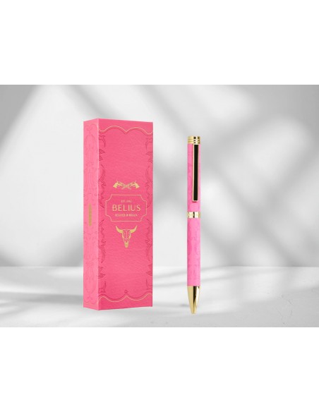 Boligrafo belius wild west aluminio color rosa dorado tinta color azul caja de diseño