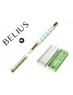 Boligrafo belius picnic aluminio color verde dorado tinta color azul caja de diseño