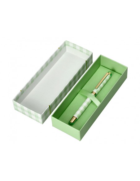 Boligrafo belius picnic aluminio color verde dorado tinta color azul caja de diseño