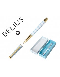 Boligrafo belius perfect picnic day aluminio color azul celeste dorado tinta azulcaja de diseño